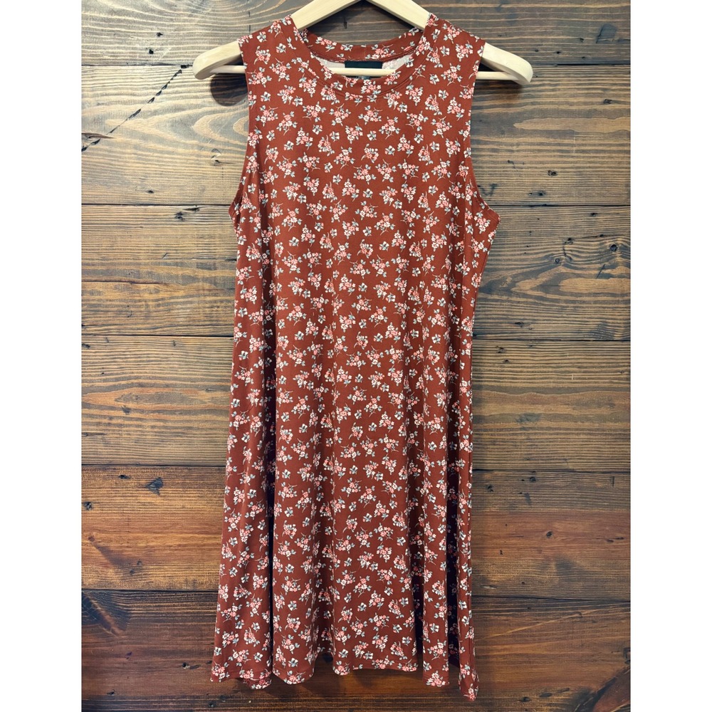 Fortune + Ivy Floral Dress Women's M Rust Brown Swing A-Line Cottagecore Boho